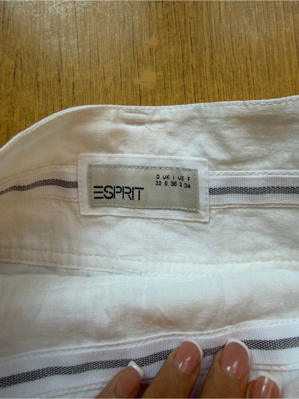 Espirit white linen A-line skirt with a self-tie waist belt US size 2 - Picture 3 of 6